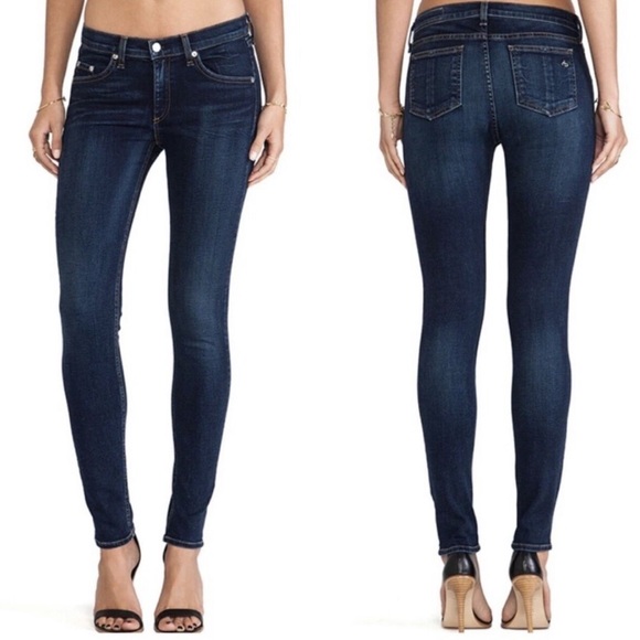 Jean Skinny Rag & Bone Woodford Délavé - Taille 25 - Ourlet Froncé - Fabriqué Aux États-Unis